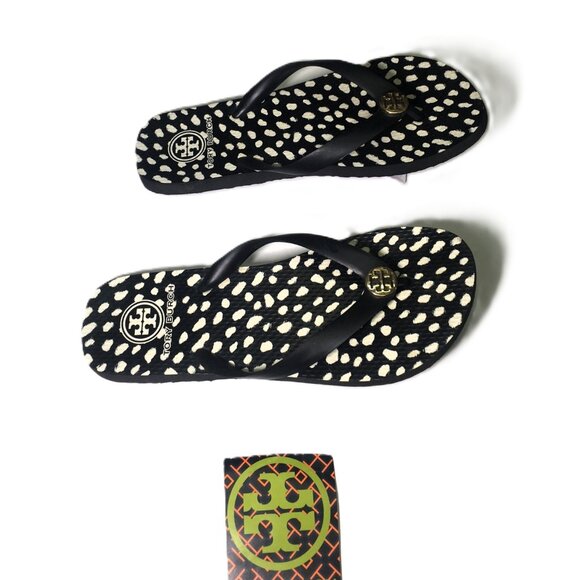 🛑 TORY BURCH Logo➕🆒 SANDALS Slip On SHOES Spotted Thong FLIP FLOP 💸BUY NOW‼️ - Picture 14 of 16